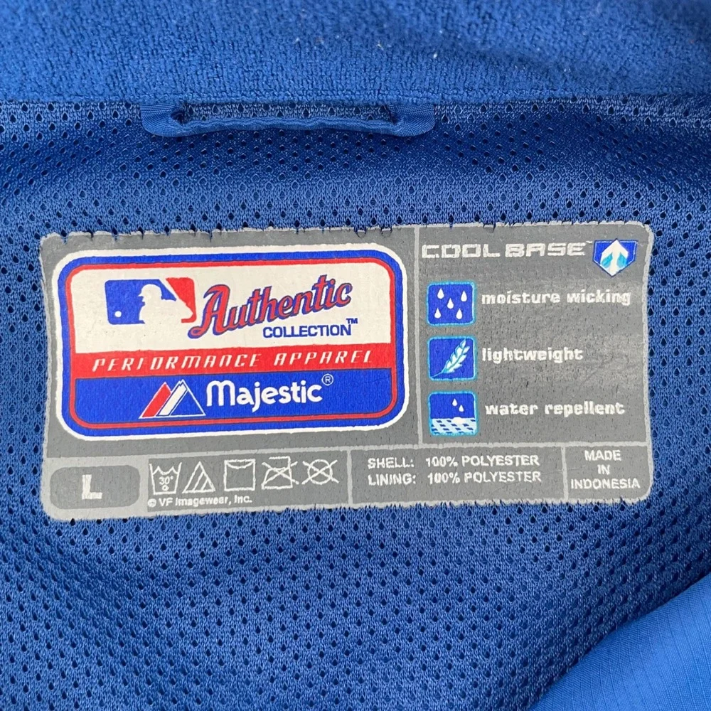 Majestic Chicago Cubs Pullover Mens Large Blue 1/4 Zip Windbreaker MLB Authentic